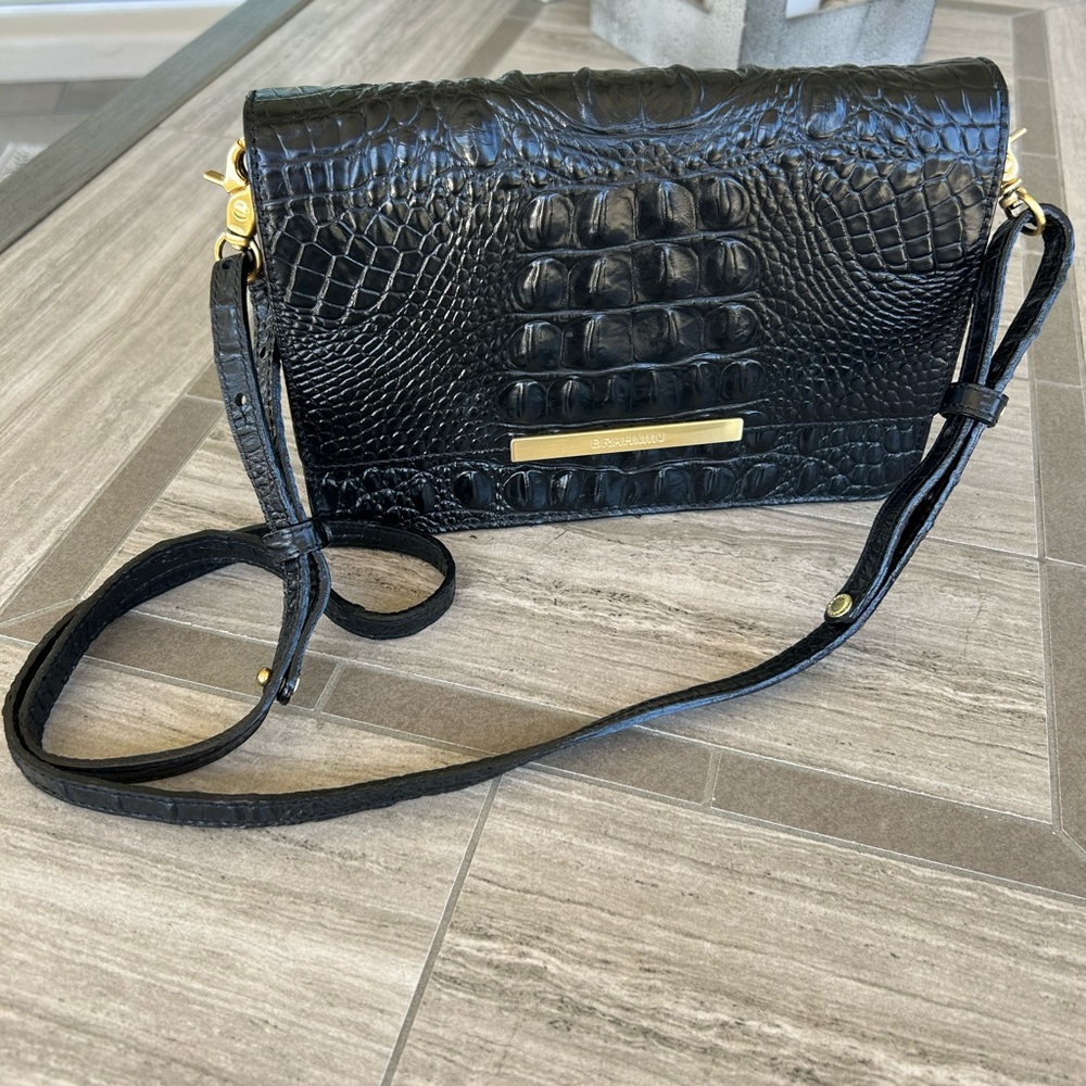 Brahmin Ebony Croc-Embossed Crossbody Bag